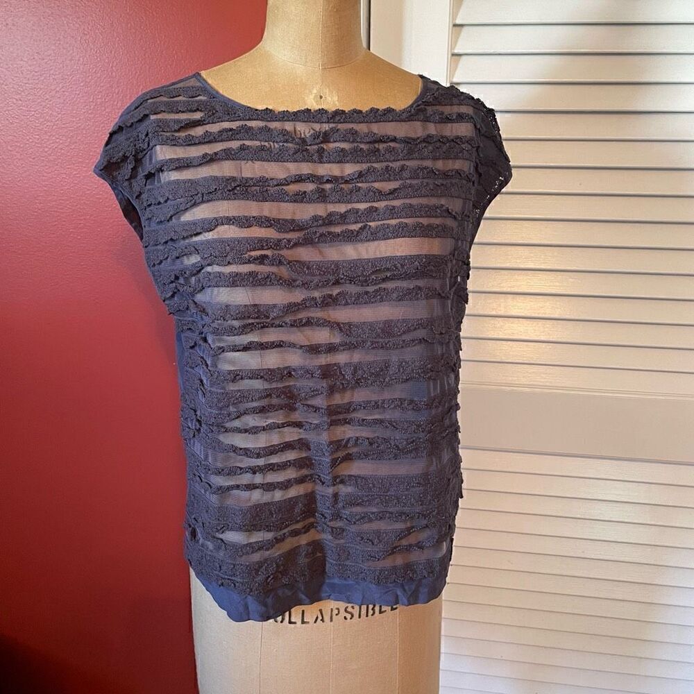 MADEWELL | sheer blue sleeveless blouse S